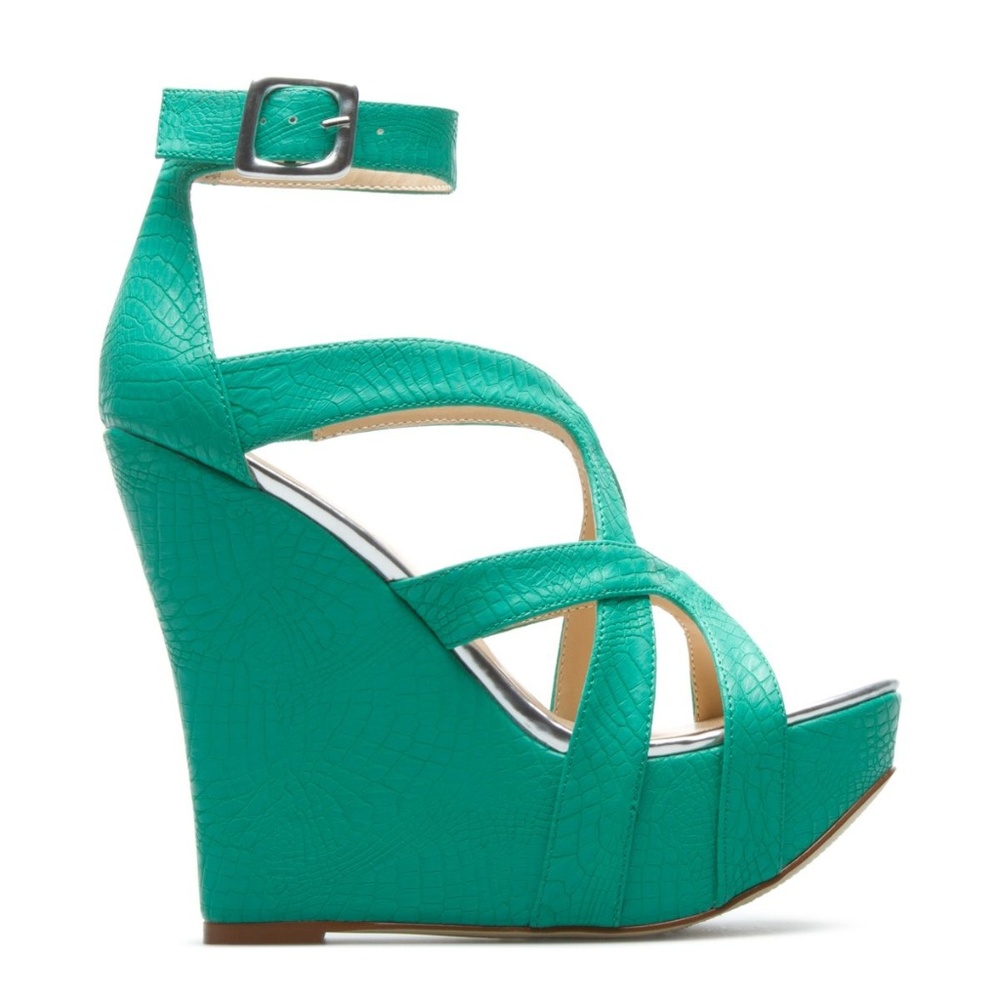 Teal Wedge Sandals